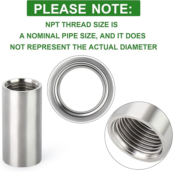 TAISHER 2PCS Stainless Steel Pipe Fittings, 3/4" NPT x 3/4" NPT Female Threaded, 2" Length Nipple Cast Pipe