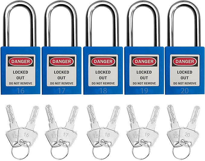 SAFBY Lockout Tagout Locks, Safety Padlock, Keyed Differently Loto Safety Padlocks for Lock Out Tag Out Kits Station (Blue 11-20)