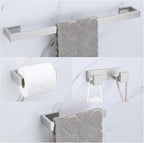 Brushed Nickel Bathroom Hardware Set, 4-Piece Bath Towel Bar Set SUS304 Stainless Steel Towel Rack Set for Bathroom, 23.6 inches Bathroom Towel Holder Set Wall Mounted