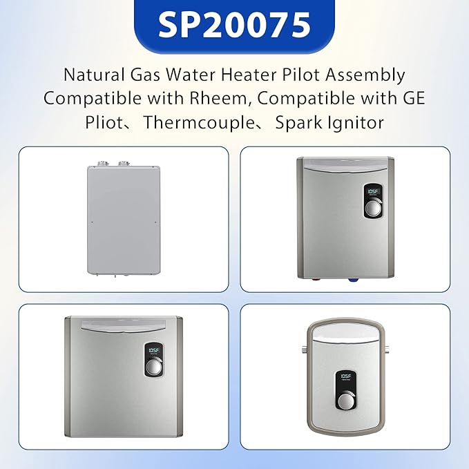 SP20075 Pilot and Igniter Assembly Replacement Kit for Natural Gas Water Heater Compatible with Rheem, GE