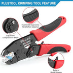 6PCS Crimping Tool Set - Ratcheting Wire Crimper - for Heat Shrink, Insulated Nylon, Non-Insulated, Ferrule Terminal, Open Barrel Terminals & Solar Connectors