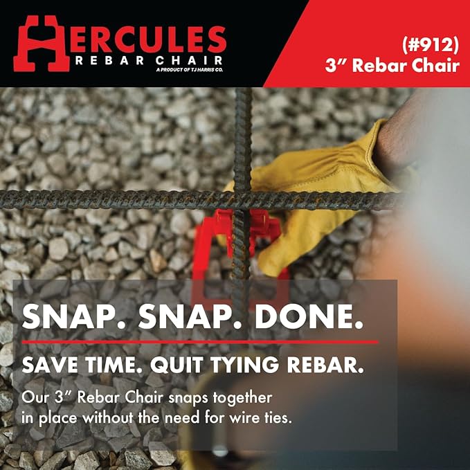 Hercules 3" Rebar Chair - (100 Count) Superior Strength & Quality Concrete Snap Rebar Chair