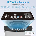 VCJ Portable Washing Machine, 28 Lbs Full-Automatic Portable Washer with 10 Wash Cycles, 24 H Delays, LED Display, Electric Laundry Machine for Apartment, RVs, Dorms