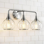 Brushed Nickel Bathroom Vanity Light 3 Lights Bathroom Light Fixtures Over Mirror with Clear Glass Shade 22.4 inch Wall Sconces Lighting Bath(Exclude E26 Bulb)