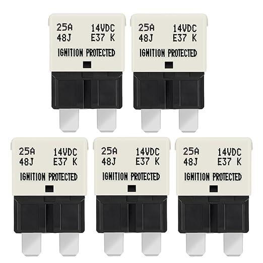 GLOSO Circuit Breakers E37 Auto (T1) Reset Low Profile ATC/ATO - (25A - 5 Pack)