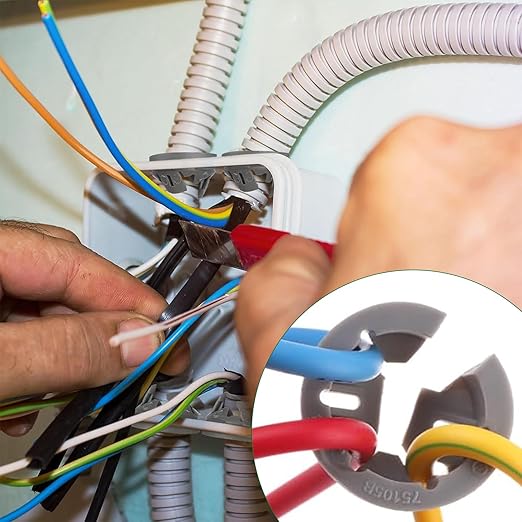 120 PCS 3/8-1/2 Inch Non Metallic Button Push-in Bulk Connector, Cable Connectors Electrical Conduit Fittings Junction Box Gray, Fits for 1/2 Inch Knockouts