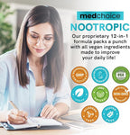 12-in-1 Nootropic Brain Supplement w/ Caffeine Anhydrous: Ginkgo Biloba for Brain Support, Memory & Focus - B12, Alpha GPC, L Theanine & Choline Supplements with Bioperine with 1321mg, 60ct (2 Pack)