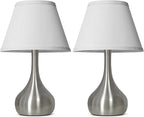Touch Table Lamp for Bedroom Set of 2, 3-Way Dimmable Bedside Lamp for Nightstand, 17” Modern Metal Desk Lamp with Linen Shade for Living Room, Kids Reading, Dorm, Home Office Decor, Bulb Included