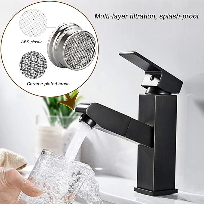 4PCS 2.2 GPM Faucet Aerator, 2 Pack Aeration Filter Replacement Parts With Brass Housing 15/16 Inch 24mm Male Thread Aerator Faucet Filter With Gasket For Kitchen And Bathroom (Black)