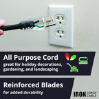 Iron Forge Cable 12 Gauge Extension Cord with Multiple Outlets - Black Heavy Duty Extension Cord 25 ft - 12/3 SJTOW, 3 Prong Lighted Outlet Cords