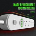 Universal Power Strip with USB Ports, 4 Outlets 4 Smart USB (5V 3.4A 17W), 6.5ft Power Cord, 2500W Circuit Breaker, Child Safe Door, for Cruise Ship,Dorm Room Multi Plug Extender