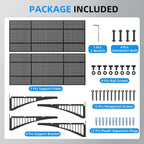 2-Pack 1.64x4ft Heavy Duty Adjustable Garage Wall Shelving, 520 lbs Load Capacity, Garage Shelving Wall Mounted, Floating Storage Rack with Hooks (Balck)