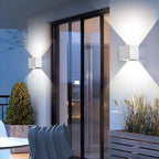 2 Pack Outdoor Wall Lights Exterior/Interior Wall Sconces Up and Down Lights IP65 Waterproof G9 Base Socket Modern Outdoor Lighting Square Aluminum White 4000K Natural Lights, Adjustable Light Angle