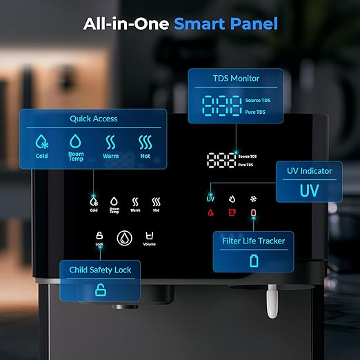 iSpring Sparkling Water Maker with UV, Hot & Cold Countertop Reverse Osmosis Water Filter, PFAS & TDS Removal, Real-Time TDS Monitor, Fits Standard Screw-in CO₂ Cylinders, Model# RCD100SPKHC