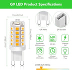BUBO G9 LED Bulb 2700K Soft White 430 Lumens, 3W Equivalent 40W T4 G9 Halogen Replacement, 360°Beam Angle 120V Non-Dimmable No-Flicker G9 Light Bulbs for Crystal Chandelier Lighting, 10 Pack