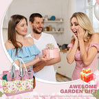 22PCS Garden Tools Set for Women,Heavy Duty Hand Tool Kit Included Handy Tote Bag/Trowel/Repotting Mat/Rake/Pruner/Gloves/Plant Tags,Garden Supplies Gardening Gifts for Beginner Mom-Pink