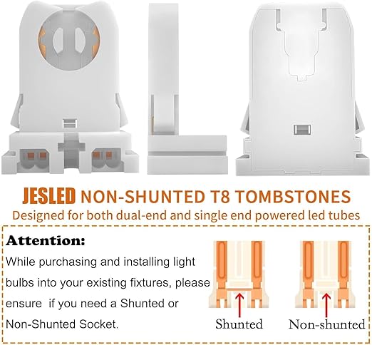 JESLED Non Shunted LED Tombstones - (Pack of 24) T8 Lamp Holder, UL Turn Type Tombstone Lampholder for T10 T12 LED Fluorescent Tube Replacement, Medium Bi-pin G13 Socket for Programmed Start Ballasts