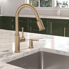 Lava Odoro Champagne Gold Soap Dispenser for Kitchen Sink, Modern Brass Built in Countertop Pump Dispenser with 18 Oz Refillable Bottle, Kitchen Soap Dispenser Spot-Free, Champagne Gold, KSD-21