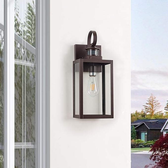 MICSIU 2 Pack Motion Sensor Outdoor Wall Lights Fixture, 18 Inch Oil Rubbed Bronze Dusk to Dawn Outdoor Lighting, Extra Large Exterior Wall Lights for House, Porch, Pathway, Patio