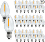C7 Christmas Led Light Bulb, C7 Shatterproof Replacement Night Light Bulb, 0.6W Equivalent 7W Incandescent Bulb, Warm White 2200K, E12 Standard Base, 50Pack