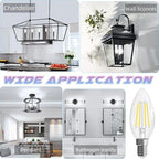 Candelabra Light Bulbs 5000K Daylight, 6W Equivalent to 60 watt, E12 LED Bulb Non-Dimmable, LED Chandelier Bulbs, B10 Candle Bulb, 90+CRI, 600LM, Cear Glass, 6 Pack