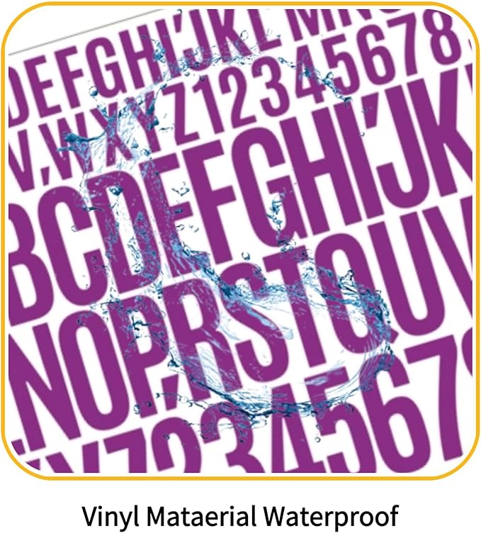 10 Sheets 780 Pcs Vinyl Letter & Number Stickers - Waterproof, Self-Adhesive Alphabet for Mailbox, Door, Window, Cars, Boats, Address(Purple, 1in & 2in)