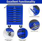 7 Drawers Rolling Tool Box on Wheels, Multifunctional Tool Chest Cabinet with Lock, Drawers Rolling Tool Cart Trolley Organizer Tool Storage Case for Warehouse,Garage,Workshop (Blue)