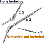 1/8 inch T316 Stainless Steel Adjustable Angle Single-Screw Cable Railing Kit/Hardware for Wood Posts，Marine Grade (2 Pairs)