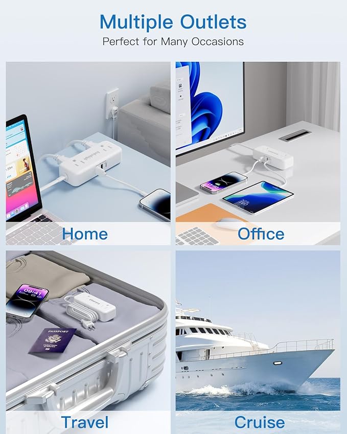 US to Japan Adapter, 1875W 2 Prong Extension Cord 5 FT with 180 Rotating Flat Plug, Type A Travel Adaptor for USA to Japanese Tokyo Canada Mexico Philippines Peru China Colombia