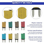 BOJACK ATM Manual Resettable Fuse Low Profile Mini Blade Fuses 5A 6A 7.5A 10A 15A 20A 25A 30A Amp Automotive Circuit Breaker Fuses DC 12V 28 Volts Boat Marine RV Car Truck (8 pcs Mixed
