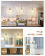 Emak Modern Brushed Nickel Pendant Lights Kitchen Island, 2 Pack 8 Inch Seeded Glass Pendant Light Fixtures for Kitchen Island, Bathroom, Bedroom, Dining Room, PL122-BN-2PK