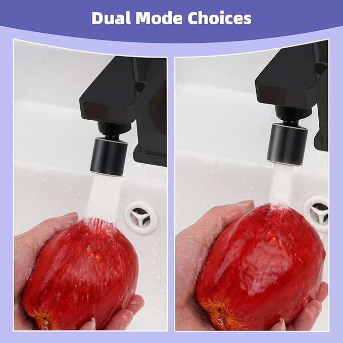 Hibbent NSF/ANSI/CAN 61 Certified Faucet Aerator, 360 Degree Swivel Kitchen Sink Aerator, CUPC Certification Dual-function Sprayer Faucet Replacement Part 55/64 Inch Female Thread - Matte Black