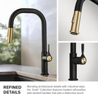 KRAUS Torak Pull Down Kitchen Faucet in Matte Black with 2 Function Sprayer, Pre-Attached Water Lines, and Mounting Hardware, KPF-2841MB