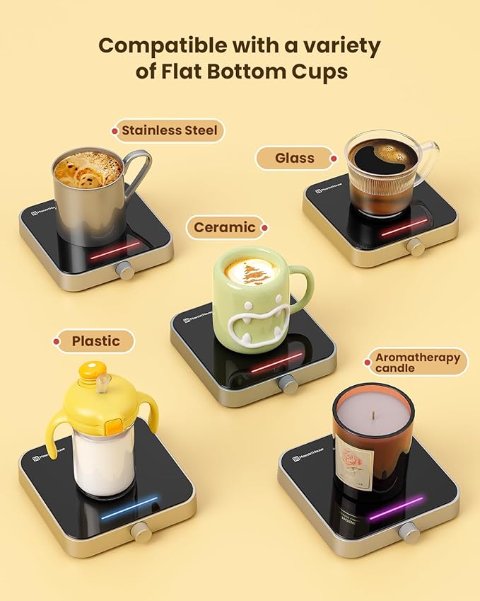 Maestri House Mug Warmer, Electric Coffee Cup Warmer for Desk with 3-Temp Settings,Auto Shut Off, Constant Temperature Heating for Beverage, Milk, Tea and Hot Chocolate at Home & Office (Space Gray)