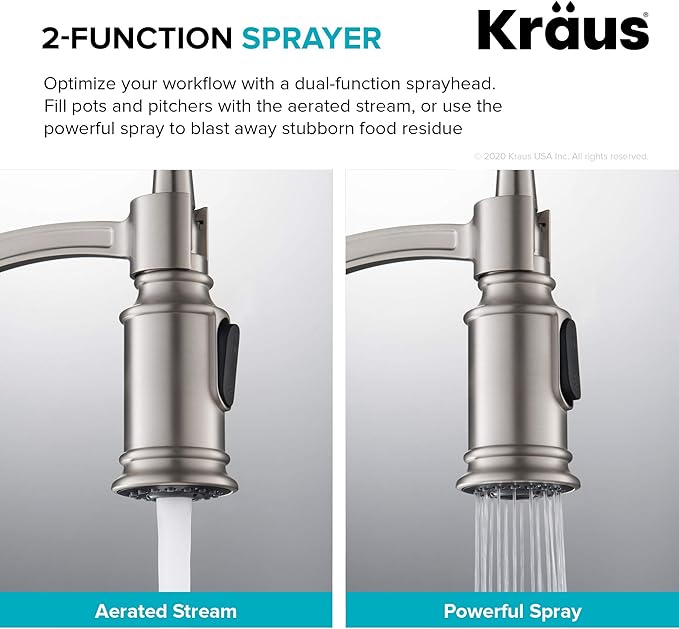 KRAUS Sellette Commercial Style Pull-Down Kitchen Faucet and Deck Plate in Spot Free Stainless Steel, KPF-1683SFS