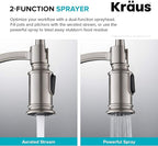 KRAUS Sellette Commercial Style Pull-Down Kitchen Faucet and Deck Plate in Spot Free Stainless Steel, KPF-1683SFS