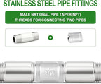 TAISHER 2PCS Stainless Steel Pipe Fittings, 1/4" NPT Male x 1/4" NPT Male Threaded, 2" Length Thickened Nipple Cast Pipe