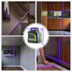360° Laser Level, HUEPAR 82-165Ft 3 Brightness Levels Self Leveling Laser Level with Pulse Mode, Purple High Penetration Laser Rechargeable Li-ion Battery Lazer Leveler Tool for Indoor DIY Project