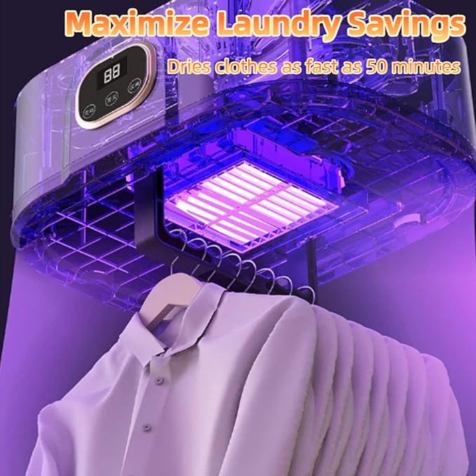 Portable Foldable Mini Dryer for Clothes, Small & Compact Clothes Dryer, Hanging Laundry Dryers with Adjustable Timer, for Apartment, Rv, Travel