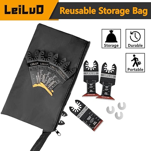 LEILUO 50 Pcs Multitool Blades Japanese Teeth Fast Cutting Oscillating Tool Blades CRV Material Oscillating Saw Blades Universal Accessories with Storage Bag Fit DeWalt Milwaukee Makita and More