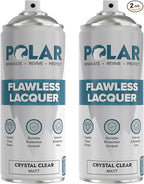 Polar Clear Matte Flawless Lacquer Spray - 2 x 13.5 Fl Oz - Clear Coat Spray Paint - Non-Yellowing & Scratch Resistant - Interior & Exterior Surfaces for Wood, Metal, Plastics, Glass & Ceramics