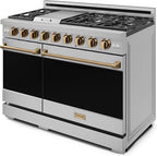 Gordon Ramsay by THOR Kitchen 48 Inch Professional Gas Range with Double Oven in Stainless Steel/Bronze