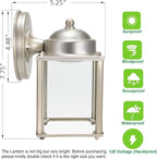 LIT-PaTH Outdoor LED Wall Lantern, Wall Sconce as Porch Lighting Fixture, 5000K Daylight White, 9.5W 800 Lumen, Aluminum Housing Plus Glass, Nickel Finish-2 Pack