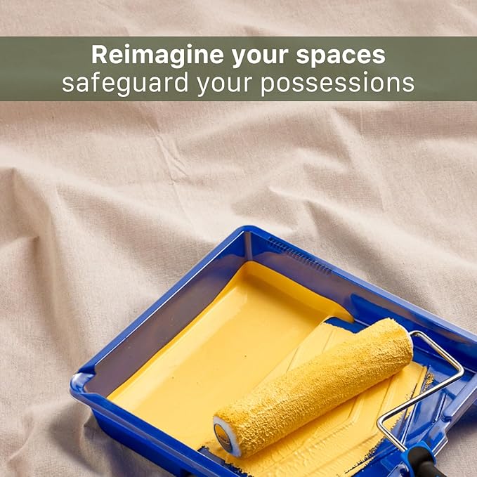 Canvas Drop Cloth by Salt Earth, Pack of 1 Reusable Paint Drop Cloth, 100% Recycled Cotton, All Purpose Painters Drop Cloth, Cotton Canvas Tarp Cover for Painter Furniture & Floor Protection (4x15FT)