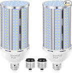 2 Pack 120W Corn LED Light Bulb Fanless,5000K Daylight(1200 Watt Equivalent) E26/E39 Large Mogul Base LED Cob Lamp 15,800LM for Outdoor Indoor Garage Warehouse Factory Workshop Street Backyard