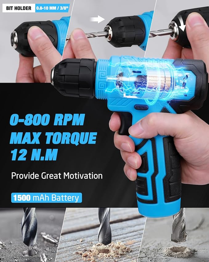 139-Piece Tool Set - Tool Kit with 8V Cordless Drill Driver in ToolBox Storage Case, General Household Drill Set for Home Repairs, Handyman, DIY Projects