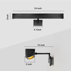 Picture Light, 24" Black Picture Lights for Wall, Bronze Art Lights Hardwired, Dimmable Gallery Light, 3000K Vanity Lights, Picture Frame Light for Bathroom Wall Sconces Artwork Poster Display