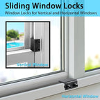 ZRFCXE Window Locks,8 Pack Sliding Window Locks with Key for Vertical & Horizontal Sliding Windows Doors,Easv to Install,Adjustable Security Window Lock for Patio Bedroom Home and Office (Black)