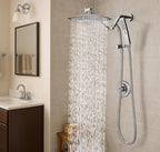 G-Promise All Metal 10 Inch Shower Head with Massage Mode Handheld, Rain Shower Head with Handheld Spray Combo, 3-Way Diverter with Pause Setting, 11 Inch Adjustable Extension Arm (Chrome)