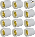 Sunlite GU24 Socket to Medium Base Adapter, Converts GU24 Fixtures to Use Medium Base (E26) Bulbs, Low Profile Design, Easy to Install, White Finish, 12-Pack